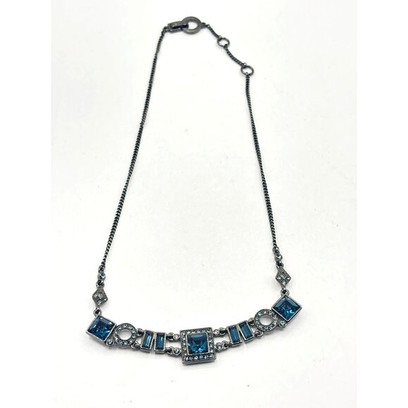 Givenchy Silver-Tone Necklace With Blue Rhinestones - Picture 1 of 6